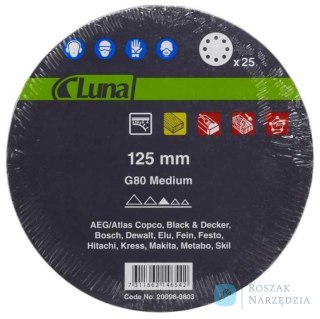 Krążek ścierny papierowy 125 G120 8-H NO-FILL Luna