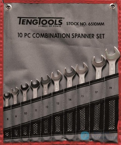 10-elementowy zestaw kluczy płasko-oczkowych 8-19 mm Teng Tools 6510MM