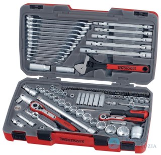 106-elementowy zestaw narzędzi nasadowych z chwytem kwadratowym 1/4", 3/8" i 1/2". Teng Tools TM106