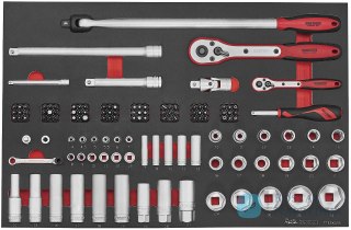 126-elementowy zestaw kluczy nasadowych z chwytem kwadratowym 1/4" i 1/2", Teng Tools TTESK126