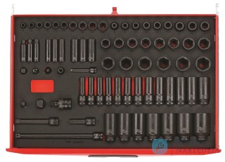 73-elementowy zestaw nasadek udarowych z chwytem kwadratowym 3/8" i 1/2", Teng Tools TTEISK73