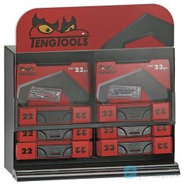 Pojemnik ekspozycyjny z zestawami kluczy nasadowych 1/4" i wkrętaków precyzyjnych Teng Tools MIBT2M01