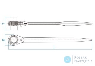 DWUSTRONNY KLUCZ NASADKOWY Z GRZECHOTKĄ 19x22mm (DO RUSZTOWAŃ), DŁ. 320mm King Tony