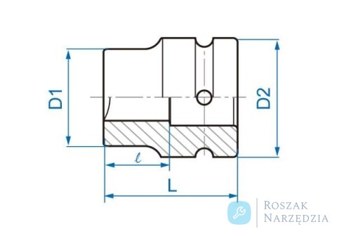 NASADKA DŁUGA UDAROWA 1" 22mm x 60mm, 4-kąt, DO OSI TYLNEJ King Tony