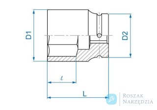 NASADKA DŁUGA UDAROWA 1" 33mm x 92mm, 6-kąt King Tony