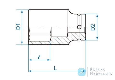 NASADKA DŁUGA UDAROWA 3/4" 24mm x 90mm, 6-kąt. King Tony