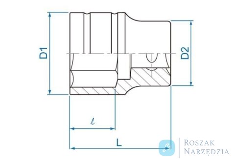 NASADKA KRÓTKA 1/2" 33mm x 46mm, 6-kąt. Cr-v King Tony