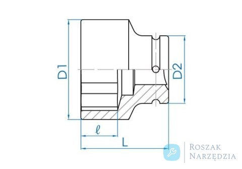 NASADKA KRÓTKA UDAROWA 1-1/2" 42mm x 80mm, 6-kąt King Tony