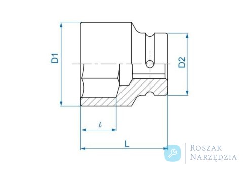 NASADKA KRÓTKA UDAROWA 1" CALOWA 2" x 70mm, 6-kąt King Tony