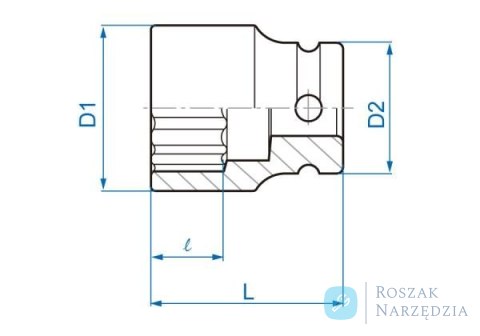 NASADKA KRÓTKA UDAROWA 1/2" 36mm x 46mm, 12-kąt King Tony