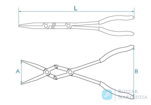 SZCZYPCE EKSTRA DŁUGIE WĄSKIE Z PODWÓJNYM PRZEGUBEM PROSTE, 340mm King Tony