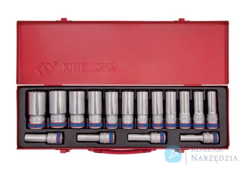ZESTAW NASADEK 1/2" 16cz. DŁUGIE 10 - 32mm 6-kąt. KASETA King Tony