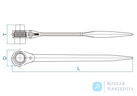 DWUSTRONNY KLUCZ NASADKOWY Z GRZECHOTKĄ 14x17mm, DŁ. 280mm King Tony