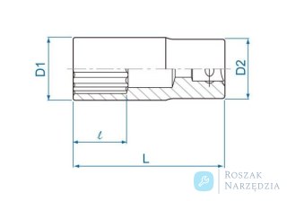 NASADKA DŁUGA 1/2" 14mm x 77mm 12-kąt Cr-V King Tony