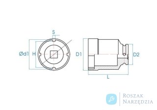 NASADKA DŁUGA 1/2" DO NAKRĘTKI ŁOŻYSKA (TMFS 5) 34,4 x 90mm King Tony