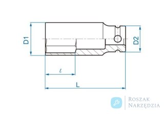 NASADKA DŁUGA UDAROWA 1/2" 38mm x 80mm, 6-kąt King Tony