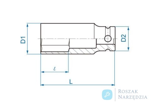 NASADKA DŁUGA UDAROWA CIENKOŚCIENNA 1/2" 19mm x 80mm, 6-kąt King Tony