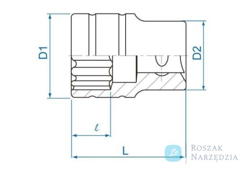 NASADKA KRÓTKA 1/2" 15mm x 38mm 12-kąt. Cr-v King Tony