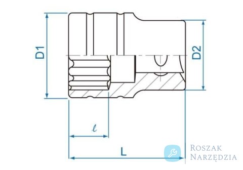 NASADKA KRÓTKA 1/2" CALOWA 13/16" x 38mm 12-kąt. Cr-v King Tony