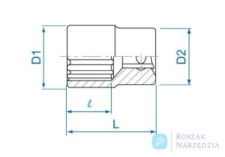 NASADKA KRÓTKA 1/4" 1/4" x 24mm, 12-kąt. Cr-V King Tony