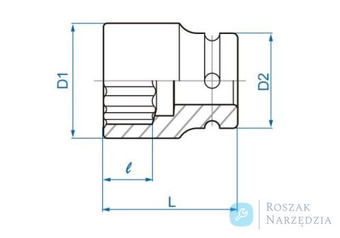 NASADKA KRÓTKA UDAROWA 3/4" 19mm x 50mm, 12-kąt. King Tony