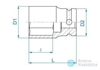 NASADKA KRÓTKA UDAROWA CIENKOŚCIENNA 1/2" 19mm x 52mm, 6-kąt King Tony