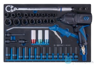ZESTAW NASADEK UDAROWYCH 1/2" 41cz. + KLUCZ UDAROWY 33481-095, WKŁAD Z PIANKI DO WÓZKA King Tony