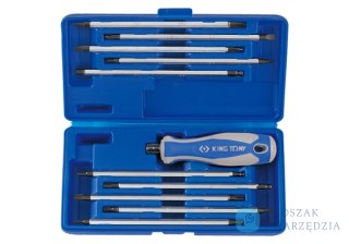 ZESTAW WKRĘTAKÓW Z WYMIENNYMI GROTAMI 11 cz. MIX: TORX, HEX, PŁASKIE, PH King Tony