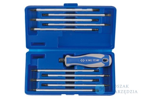 ZESTAW WKRĘTAKÓW Z WYMIENNYMI GROTAMI 11 cz. MIX: TORX, HEX, PŁASKIE, PH King Tony ZESTAW WKRĘTAKÓW Z WYMIENNYMI GROTAMI 11 cz. MIX: TORX, HEX, PŁASKIE, PH King Tony