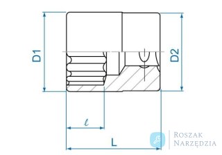 NASADKA KRÓTKA 3/8" 24mm x 32mm, 12-kąt. Cr-V King Tony