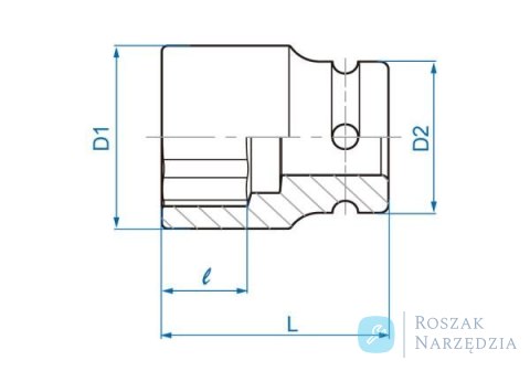 NASADKA KRÓTKA UDAROWA LEKKA 3/4" 25mm x 53mm, 6-kąt King Tony