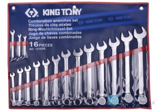 ZESTAW KLUCZY PŁASKO-OCZKOWYCH CALOWYCH 1/4" - 1-1/4", 16cz. ETUI King Tony
