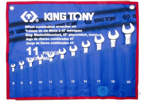 ZESTAW KLUCZY PŁASKO-OCZKOWYCH ODGIĘTYCH 11cz. 6 - 22mm, ETUI King Tony ZESTAW KLUCZY PŁASKO-OCZKOWYCH ODGIĘTYCH 11cz. 6 - 22mm, ETUI King Tony