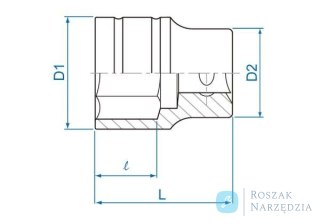 NASADKA KRÓTKA 1/2" 26mm x 42mm, 6-kąt. Cr-v King Tony