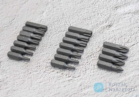 ZESTAW BITÓW 1/4" 32cz. Z UCHWYTEM 7702-25 +753-63, PŁASKIE 3 - 6mm, PH1-PH3, PZ1- PZ3, HEX 3 - 6mm, TORX T10 -T40 King Tony