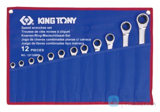 ZESTAW KLUCZY PŁASKO-OCZKOWYCH Z GRZECHOTKĄ JEDNOKIERUNKOWĄ 12cz. 8 - 24mm, ETUI King Tony