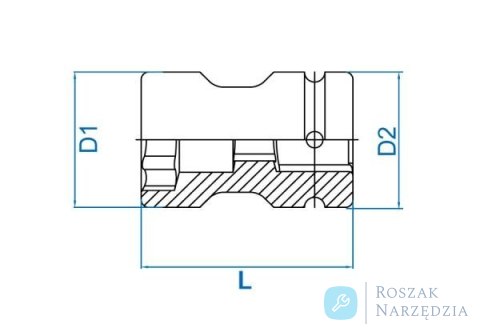 NASADKA DŁUGA UDAROWA 1" 38mm x 20mm x 87mm, 6-kąt, DO OSI TYLNEJ King Tony