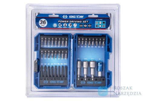 ZESTAW BITÓW DO WKRĘTARKI 1/4" 36cz., BITY HEX, TORX, PH, PZ, PŁASKIE, NASADOWE King Tony