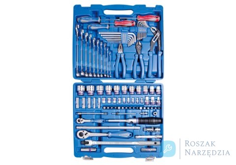 ZESTAW NARZĘDZI 87 cz. NASADKI 1/4"+1/2" 5 - 32mm, 6-kąt. Z GRZECHOTKAMI, SZCZYPCE, WKRĘTAKI, KLUCZE I AKCESORIA, WALIZKA King T ZESTAW NARZĘDZI 87 cz. NASADKI 1/4"+1/2" 5 - 32mm, 6-kąt. Z GRZECHOTKAMI, SZCZYPCE, WKRĘTAKI, KLUCZE I AKCESORIA, WALIZKA King T