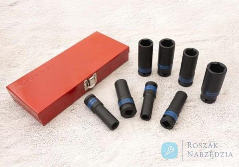 ZESTAW NASADEK UDAROWYCH 1/2" 8cz. DŁUGIE 6-kąt. 12 - 23mm, KASETA King Tony ZESTAW NASADEK UDAROWYCH 1/2" 8cz. DŁUGIE 6-kąt. 12 - 23mm, KASETA King Tony