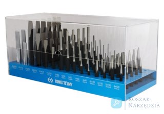 ZESTAW PUNKTAKÓW 4 - 5mm, PRZECINAKÓW 17 - 24mm, POBIJAKÓW 4, 8mm, WYBIJAKÓW 3 - 10mm, DŁUT 150, 250mm, 90cz. King Tony