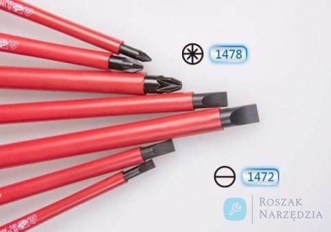 ZESTAW WKRĘTAKÓW IZOLOWANYCH 7cz. POZIDRIV PZ No.1x100, No.2x100, No.3x150, PŁASKIE 4x100, 5,5x125, 6,5x150, 8 King Tony ZESTAW WKRĘTAKÓW IZOLOWANYCH 7cz. POZIDRIV PZ No.1x100, No.2x100, No.3x150, PŁASKIE 4x100, 5,5x125, 6,5x150, 8 King Tony