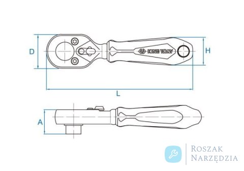 GRZECHOTKA MINI 1/4" 72 ZĘBY Z UCHWYTEM DO BITÓW 1/4" 108mm UCHWYT GUMOWY King Tony