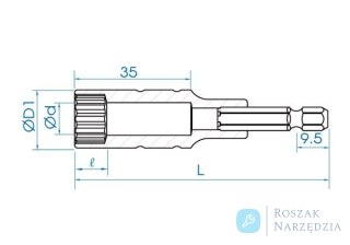 NASADKA DŁUGA 12-KĄTNA DO WKRĘTAREK 1/4" 14mm x 80mm King Tony