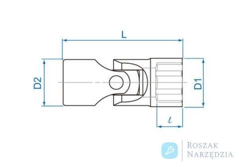 NASADKA KRÓTKA Z PRZEGUBEM 3/8" 17mm x 52,5mm, 12-kąt, CHROM King Tony