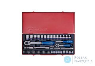 ZESTAW NASADEK 1/4"+1/2" Z BITAMI 58cz.4 - 24mm 6-KĄT. Z GRZECHOTKĄ, KASETA King Tony