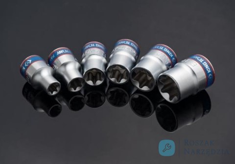ZESTAW NASADEK GWIAZDKOWYCH 3/8" 6cz. KRÓTKIE E-TORX E8 - E18, SZYNA, King Tony ZESTAW NASADEK GWIAZDKOWYCH 3/8" 6cz. KRÓTKIE E-TORX E8 - E18, SZYNA, King Tony