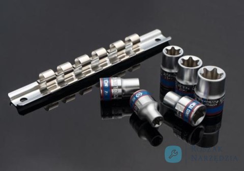 ZESTAW NASADEK GWIAZDKOWYCH 3/8" 6cz. KRÓTKIE E-TORX E8 - E18, SZYNA, King Tony ZESTAW NASADEK GWIAZDKOWYCH 3/8" 6cz. KRÓTKIE E-TORX E8 - E18, SZYNA, King Tony