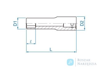 NASADKA DŁUGA CIENKOŚCIENNA 3/8" 12mm x 65mm 6-kąt, DO ŚWIEC ŻAROWYCH, CHROM King Tony