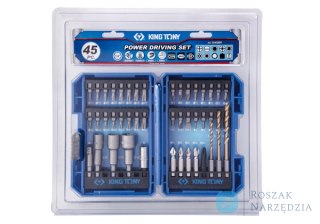 ZESTAW BITÓW DO WKRĘTARKI 1/4" 45cz., BITY HEX, TORX, PH, PZ, PŁASKIE, NASADOWE, KWADRAT, WIERTŁA King Tony